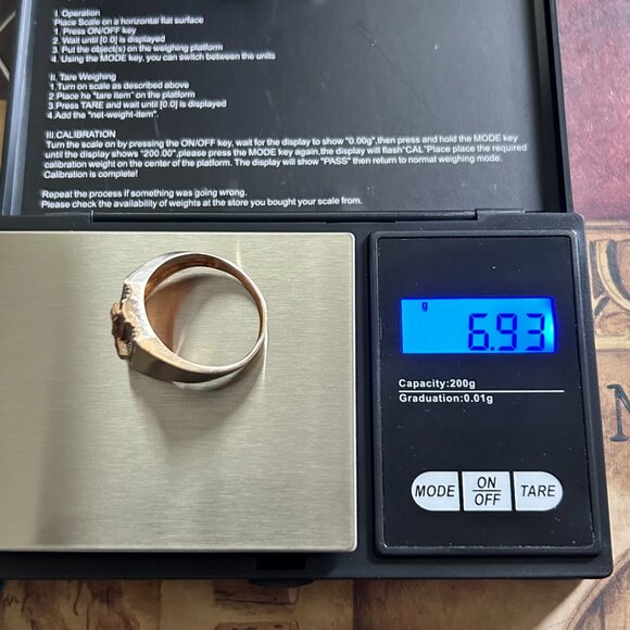 14K Yellow Gold Crucifix Ring with Diamond Accents, Size 13/13.5 - Picture 3 of 16